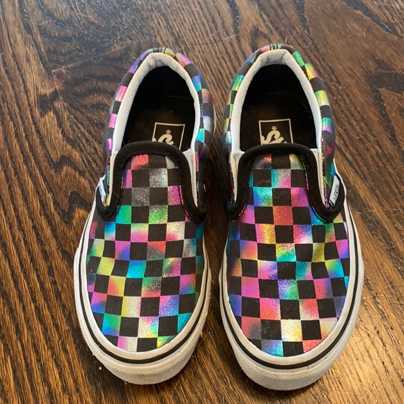 rainbow metallic checkered vans
